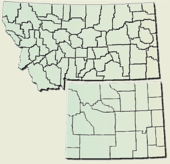 Maps of Montana and Wyoming